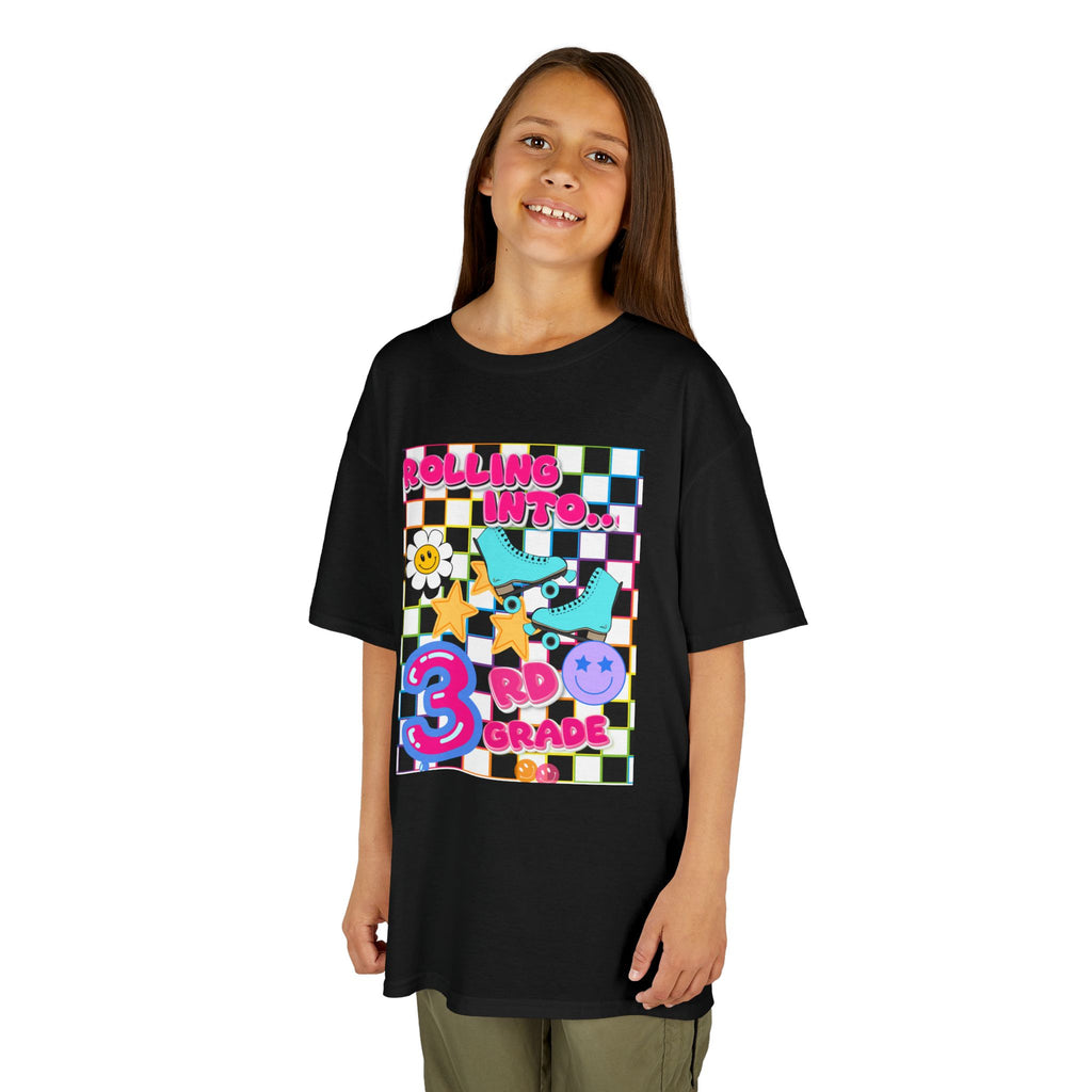 3rd Grade Back to School Kids T-Shirt — Rolling into 3rd Grade Checkerboard Design