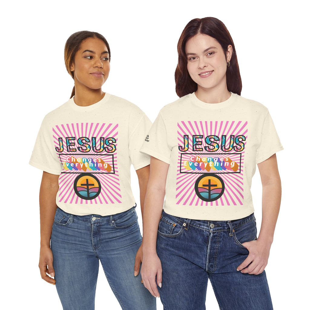 Jesus Changes Everything T-Shirt — Retro Rainbow Christian Faith Tee