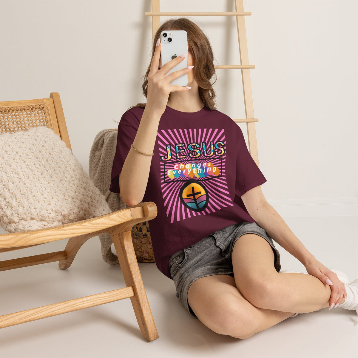 Jesus Changes Everything T-Shirt — Retro Rainbow Christian Faith Tee