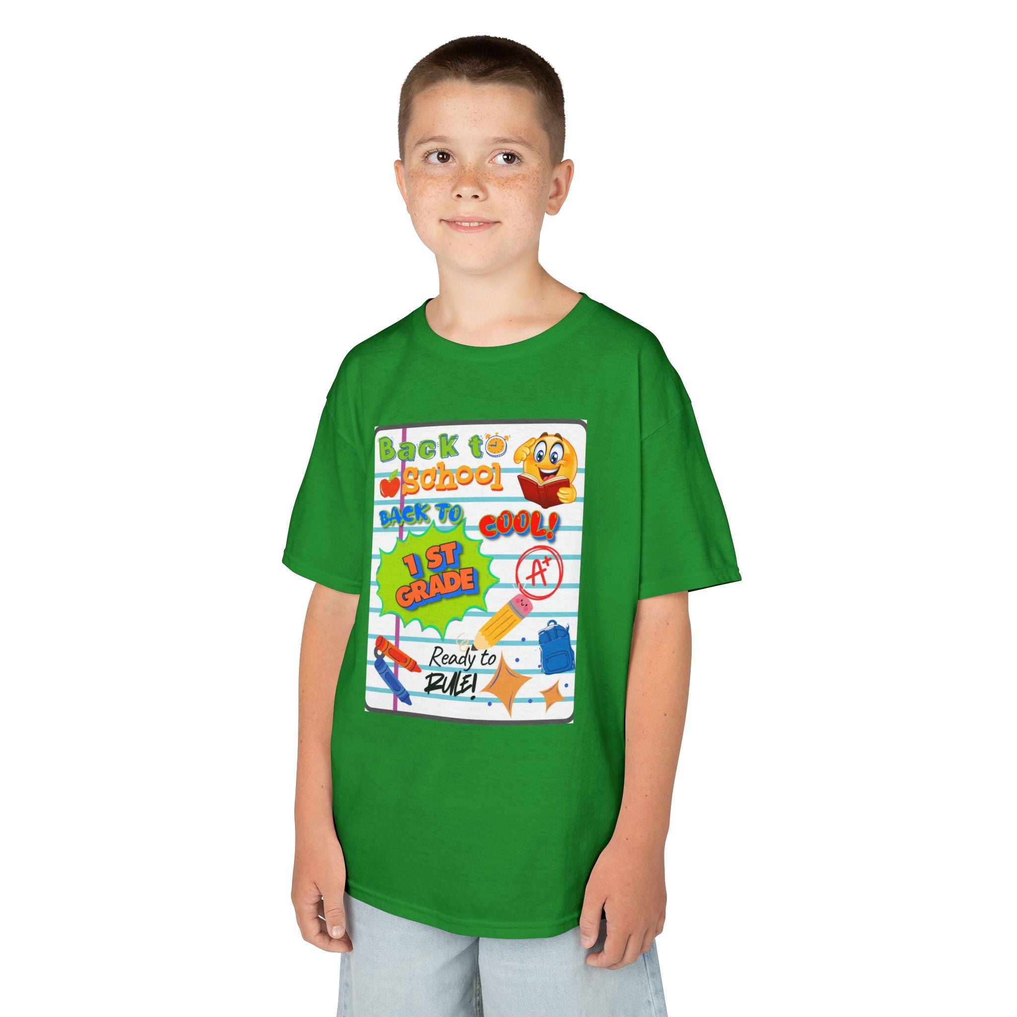 1st Grade Back to School Kids T‑Shirt - "Back to School" Lined Paper Design