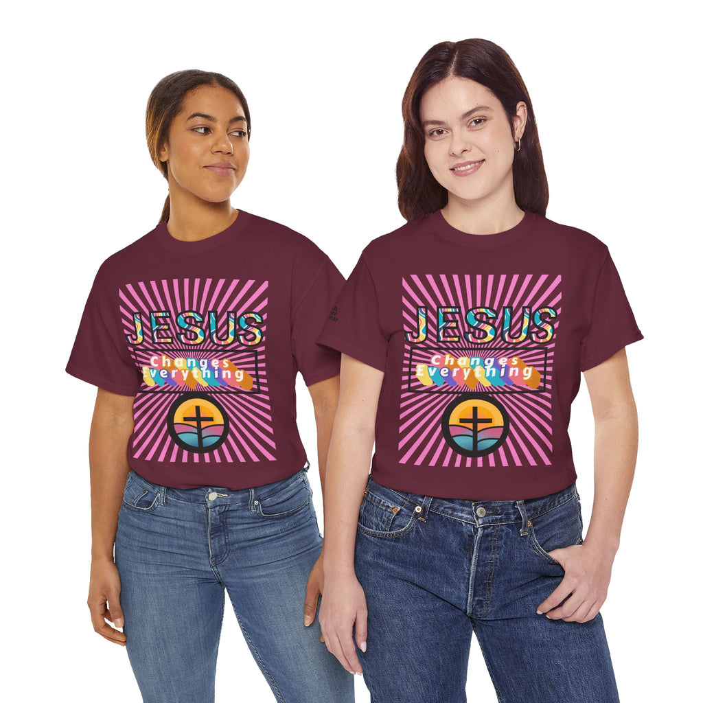 Jesus Changes Everything T-Shirt — Retro Rainbow Christian Faith Tee