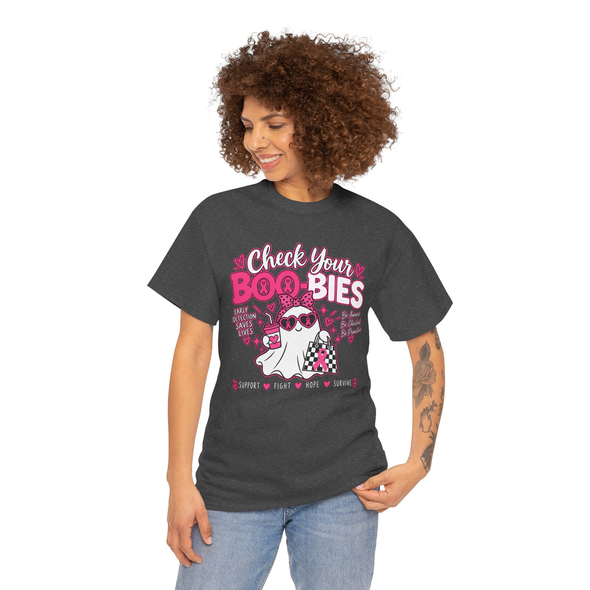 Check Your Boo-bies Tee — Breast Cancer Awareness Ghost Graphic T-Shirt