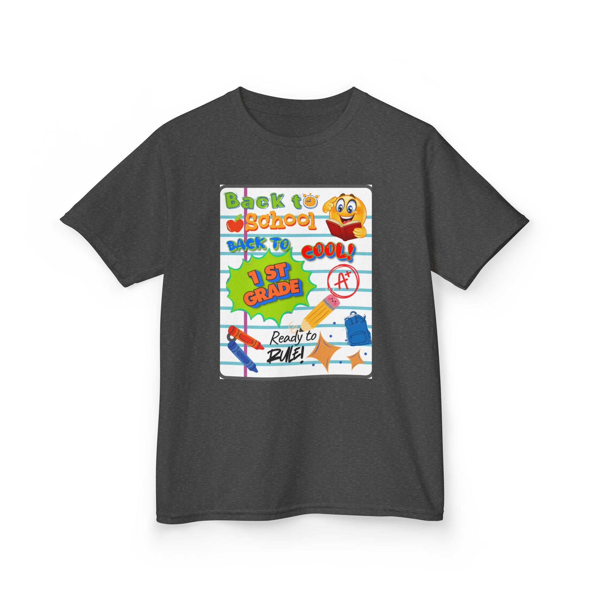1st Grade Back to School Kids T‑Shirt - "Back to School" Lined Paper Design