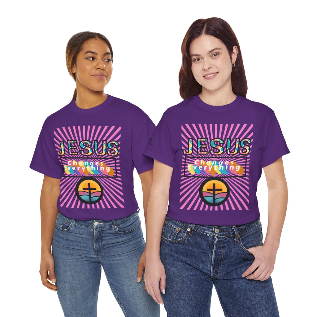 Jesus Changes Everything T-Shirt — Retro Rainbow Christian Faith Tee