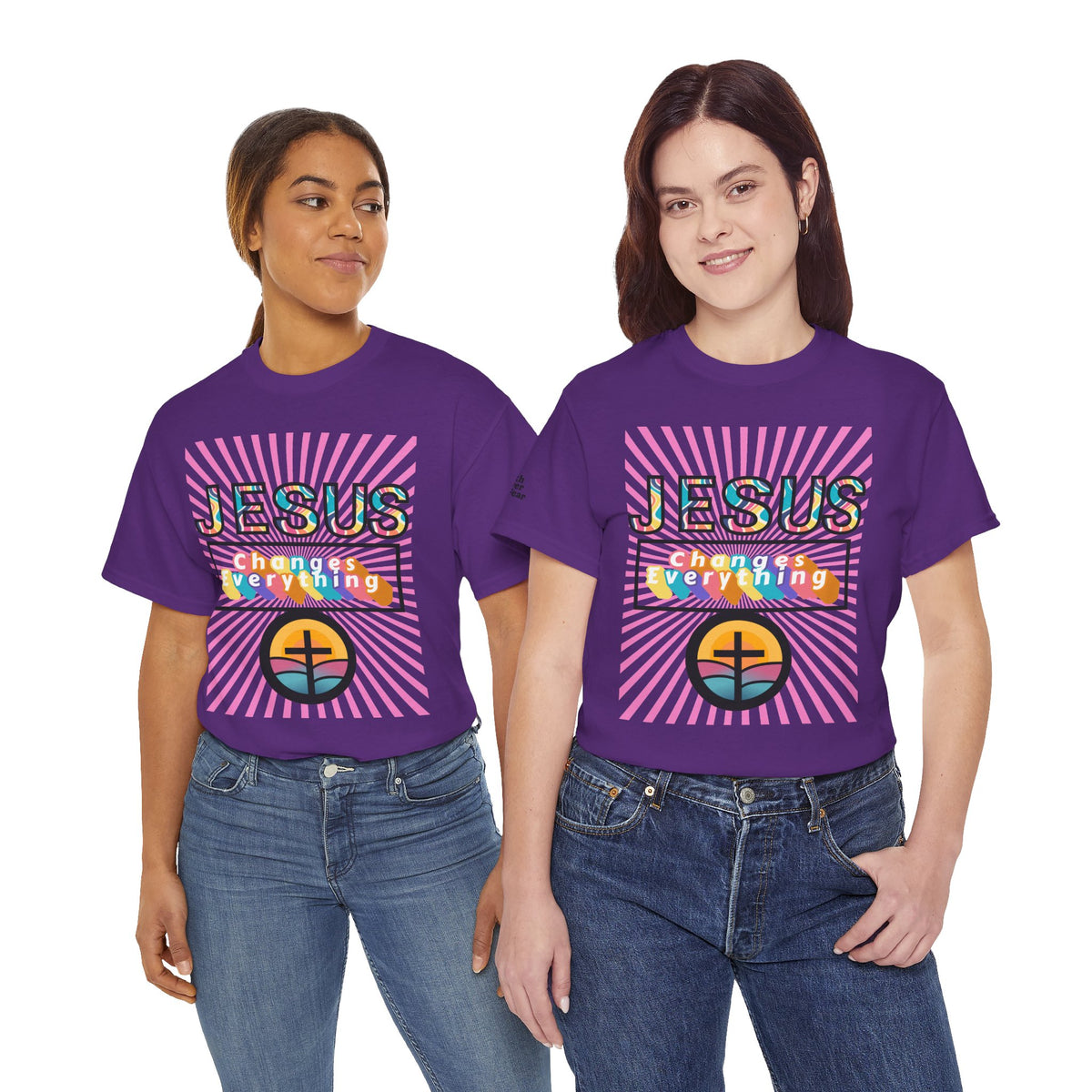 Jesus Changes Everything T-Shirt — Retro Rainbow Christian Faith Tee