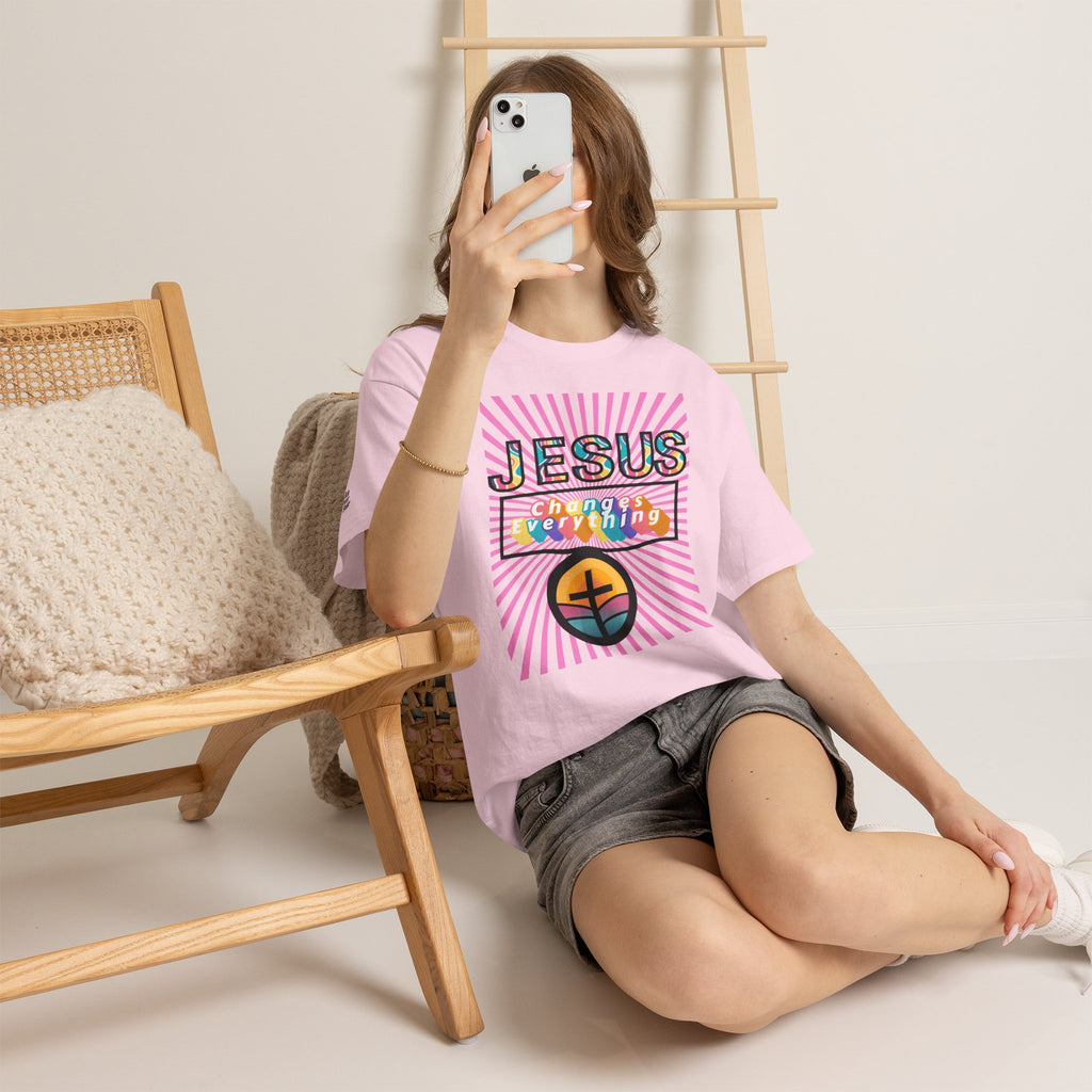 Jesus Changes Everything T-Shirt — Retro Rainbow Christian Faith Tee