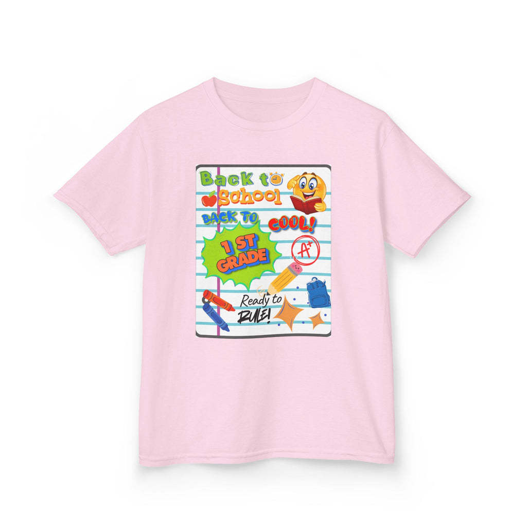 1st Grade Back to School Kids T‑Shirt - "Back to School" Lined Paper Design