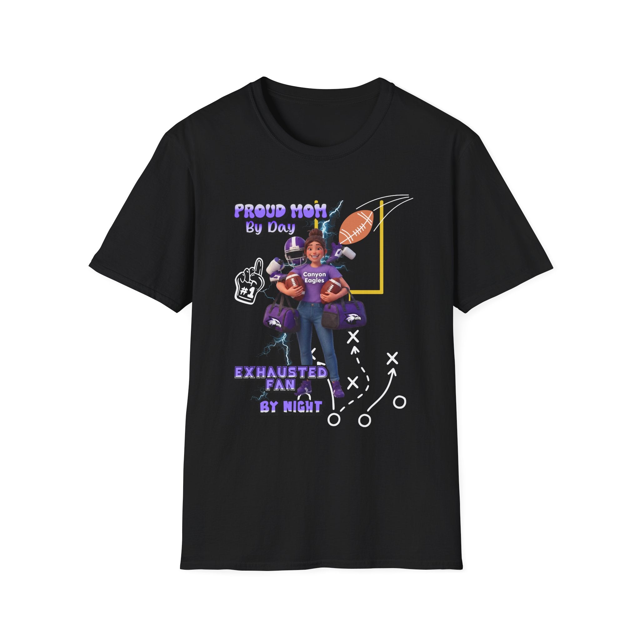 Proud Mom Football T-Shirt — “Proud Mom By Day / Exhausted Fan By Night”