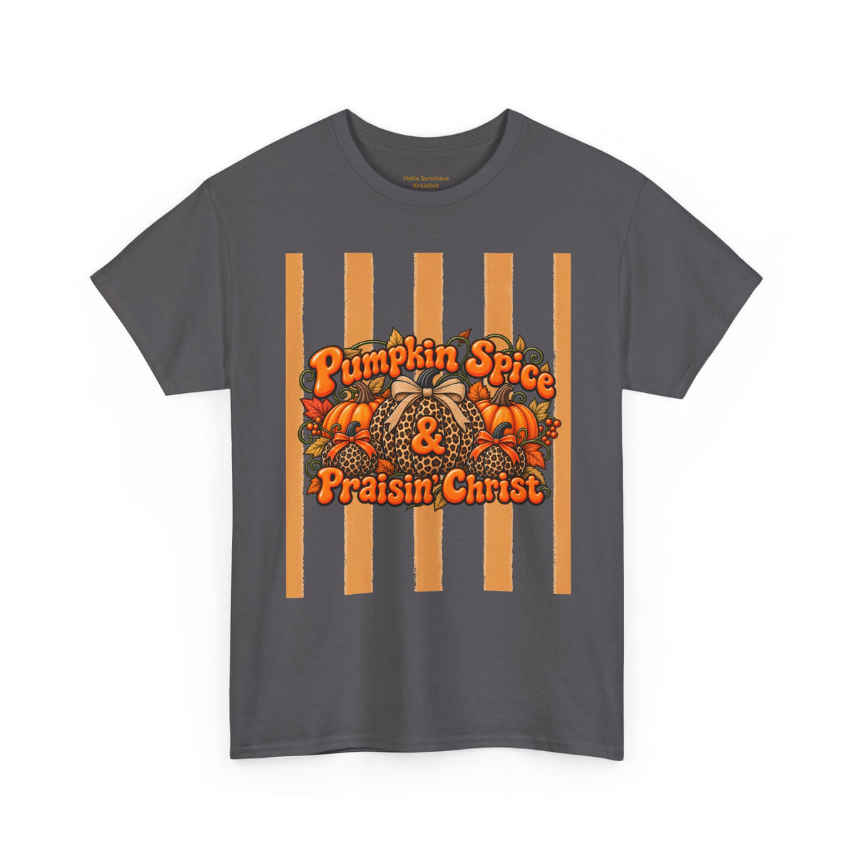 Pumpkin Spice & Praisin' Christ Tee — Fall Christian Pumpkin Graphic T-Shirt