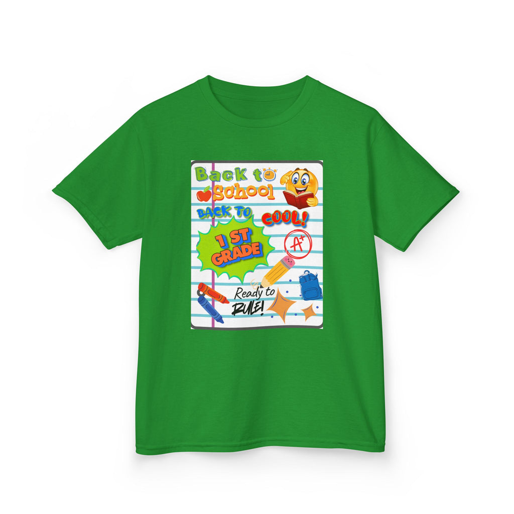 1st Grade Back to School Kids T‑Shirt - "Back to School" Lined Paper Design