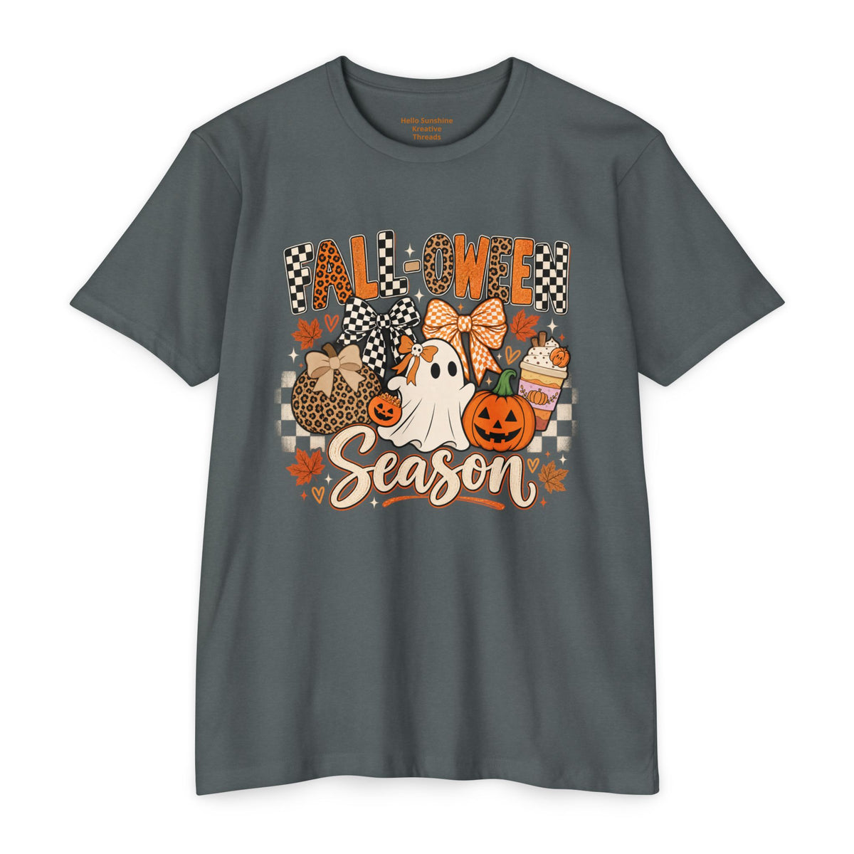 Falloween Season T-Shirt — Cute Ghost & Pumpkins Trick-or-Treat Tee