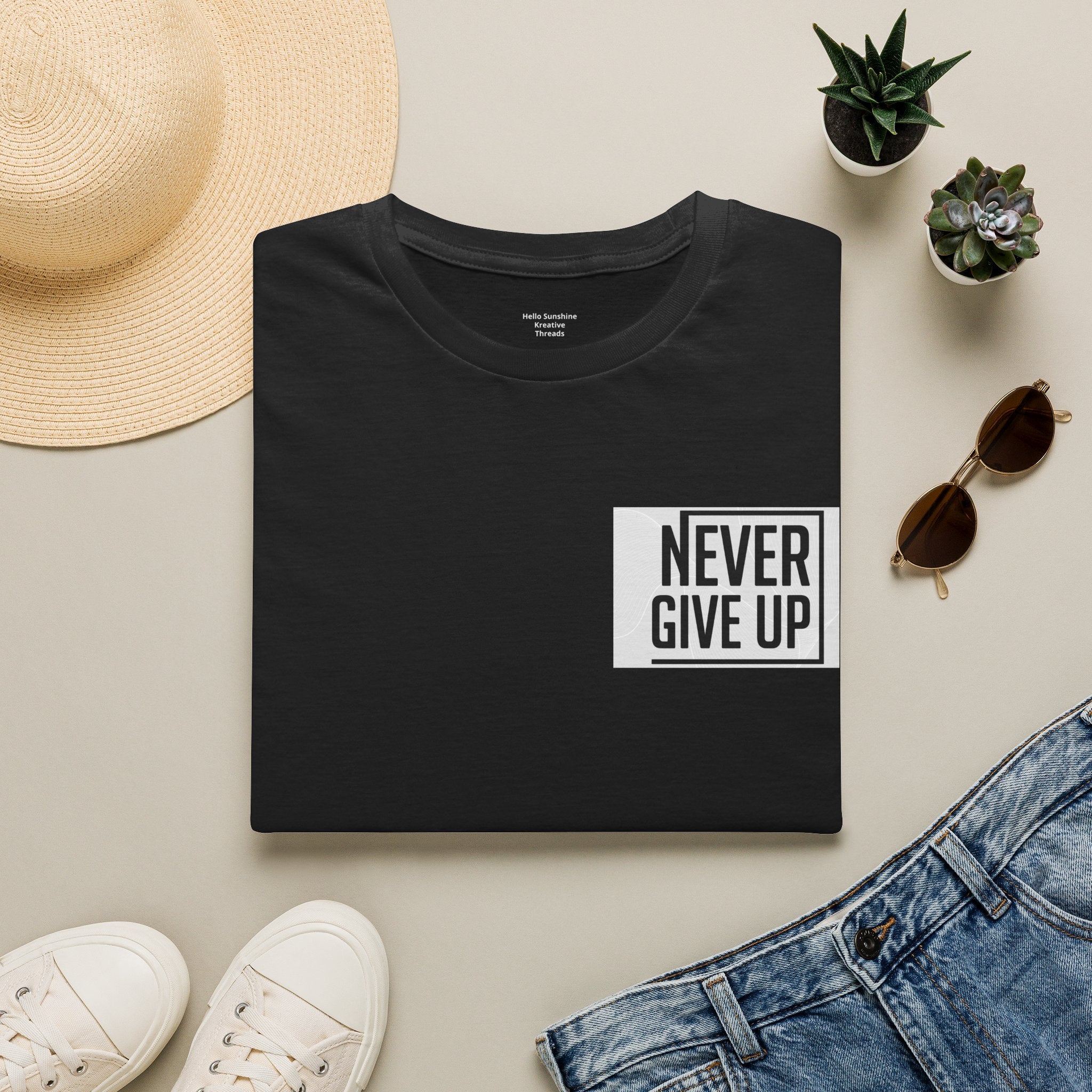 Never Give Up T-Shirt — Minimal Motivational Tee