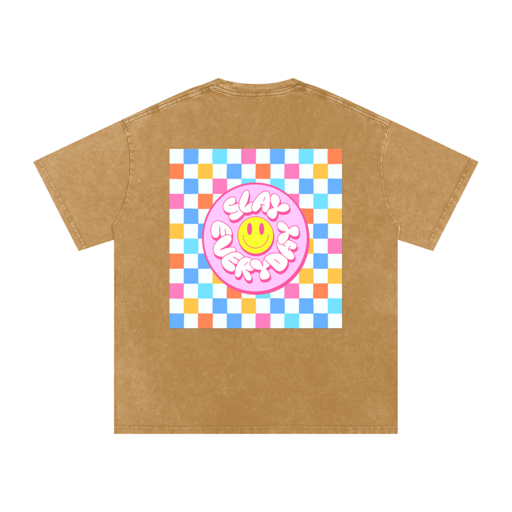 Snow Washed Oversized Cotton Slay All Day T-Shirt