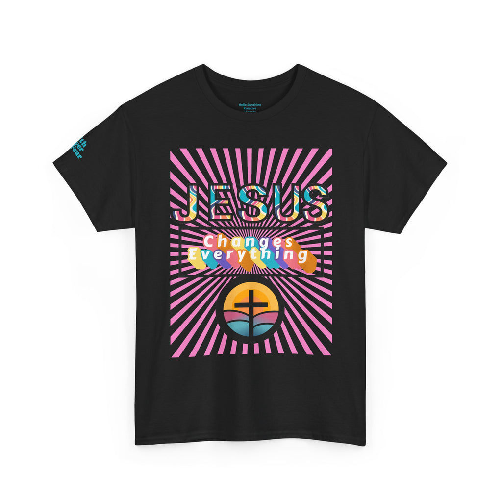 Jesus Changes Everything T-Shirt — Retro Rainbow Christian Faith Tee
