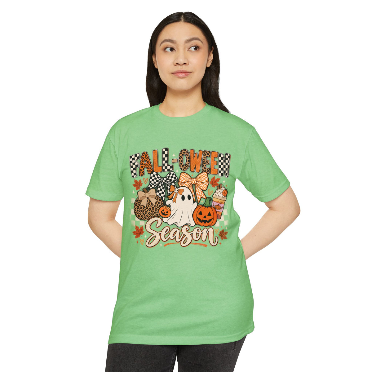Falloween Season T-Shirt — Cute Ghost & Pumpkins Trick-or-Treat Tee