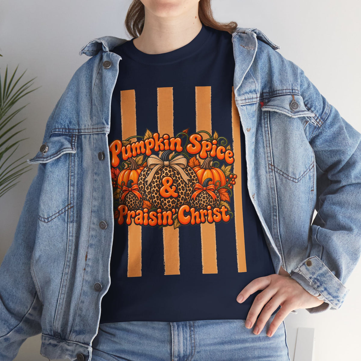 Pumpkin Spice & Praisin' Christ Tee — Fall Christian Pumpkin Graphic T-Shirt