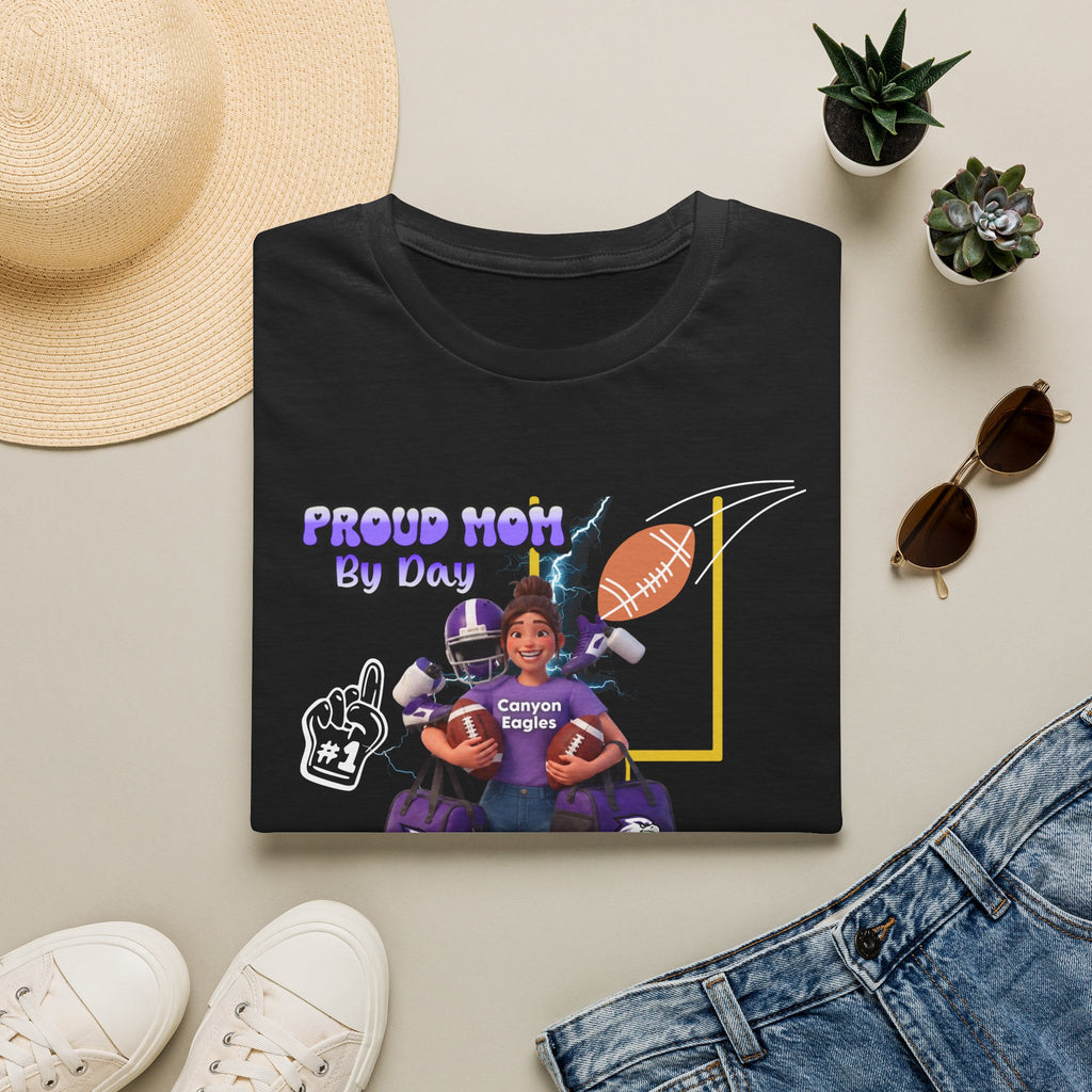 Proud Mom Football T-Shirt — “Proud Mom By Day / Exhausted Fan By Night”