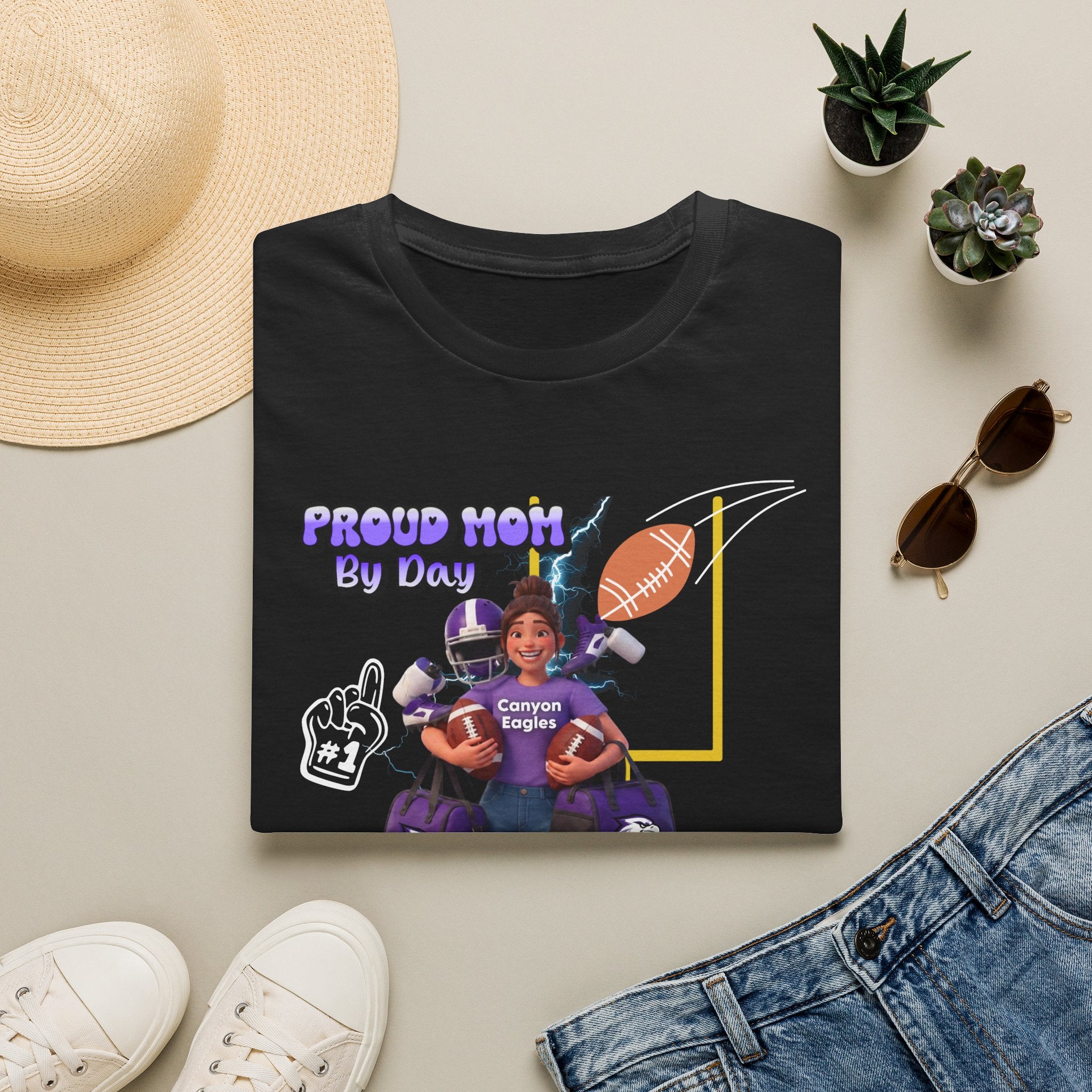 Proud Mom Football T-Shirt — “Proud Mom By Day / Exhausted Fan By Night”