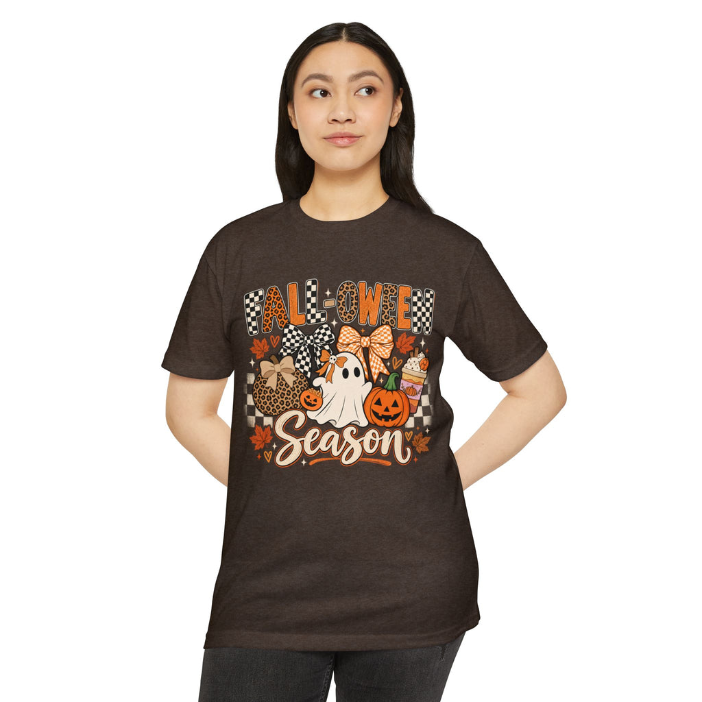 Falloween Season T-Shirt — Cute Ghost & Pumpkins Trick-or-Treat Tee