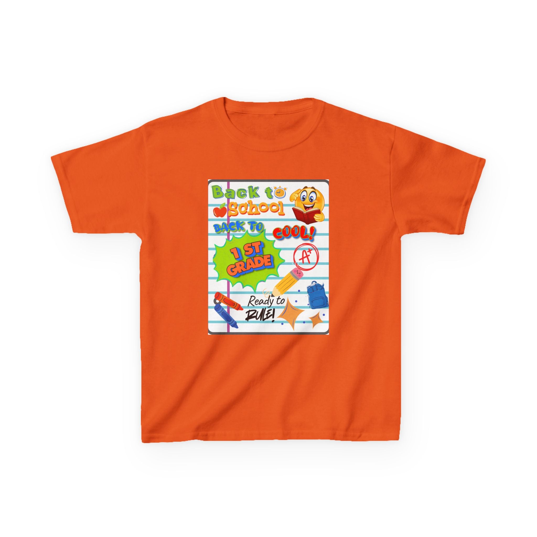 1st Grade Back to School Kids T‑Shirt - "Back to School" Lined Paper Design