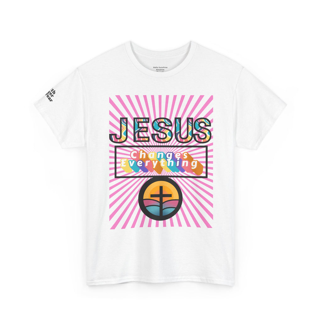 Jesus Changes Everything T-Shirt — Retro Rainbow Christian Faith Tee