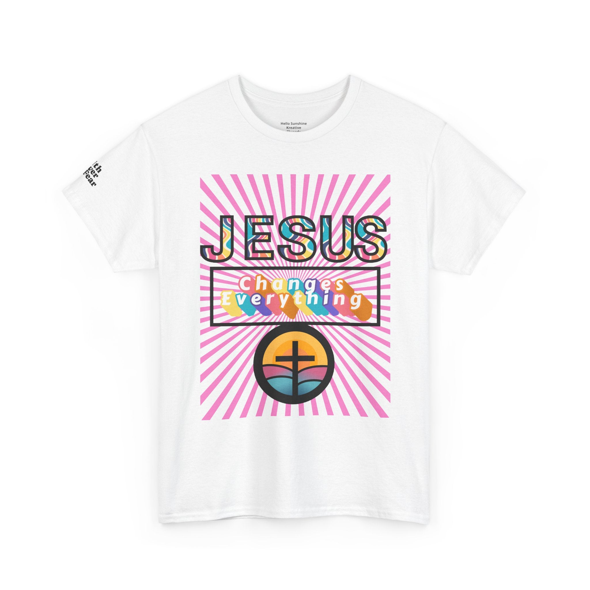 Jesus Changes Everything T-Shirt — Retro Rainbow Christian Faith Tee