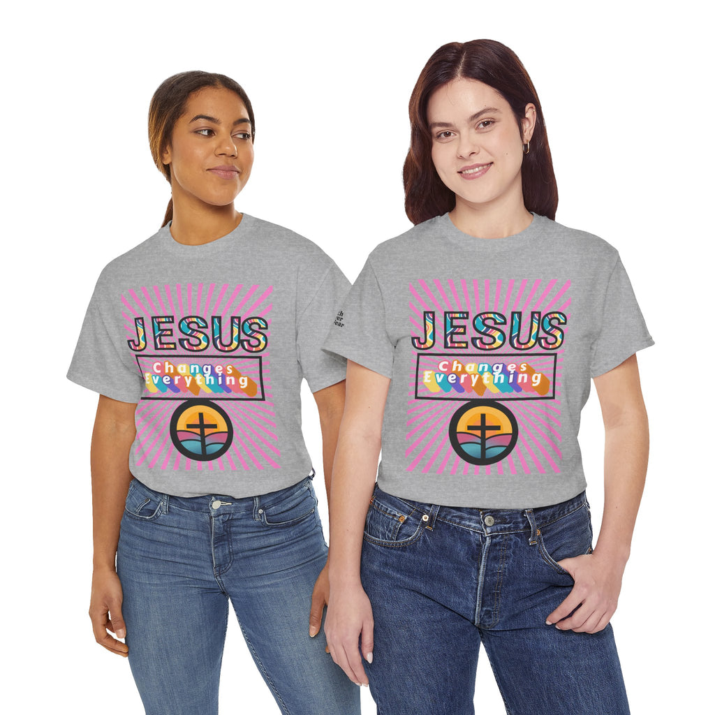 Jesus Changes Everything T-Shirt — Retro Rainbow Christian Faith Tee