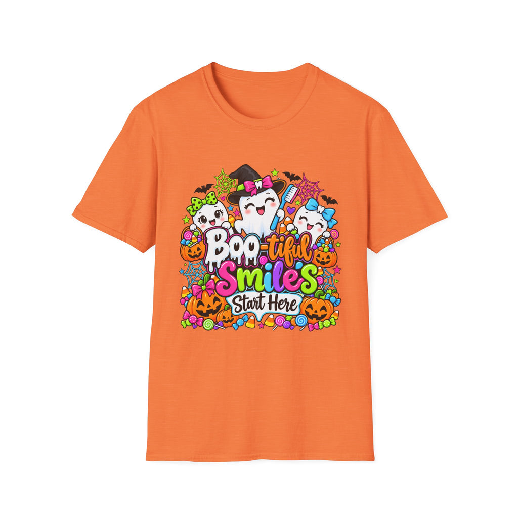 Boo-tiful Smiles Start Here Halloween T-Shirt