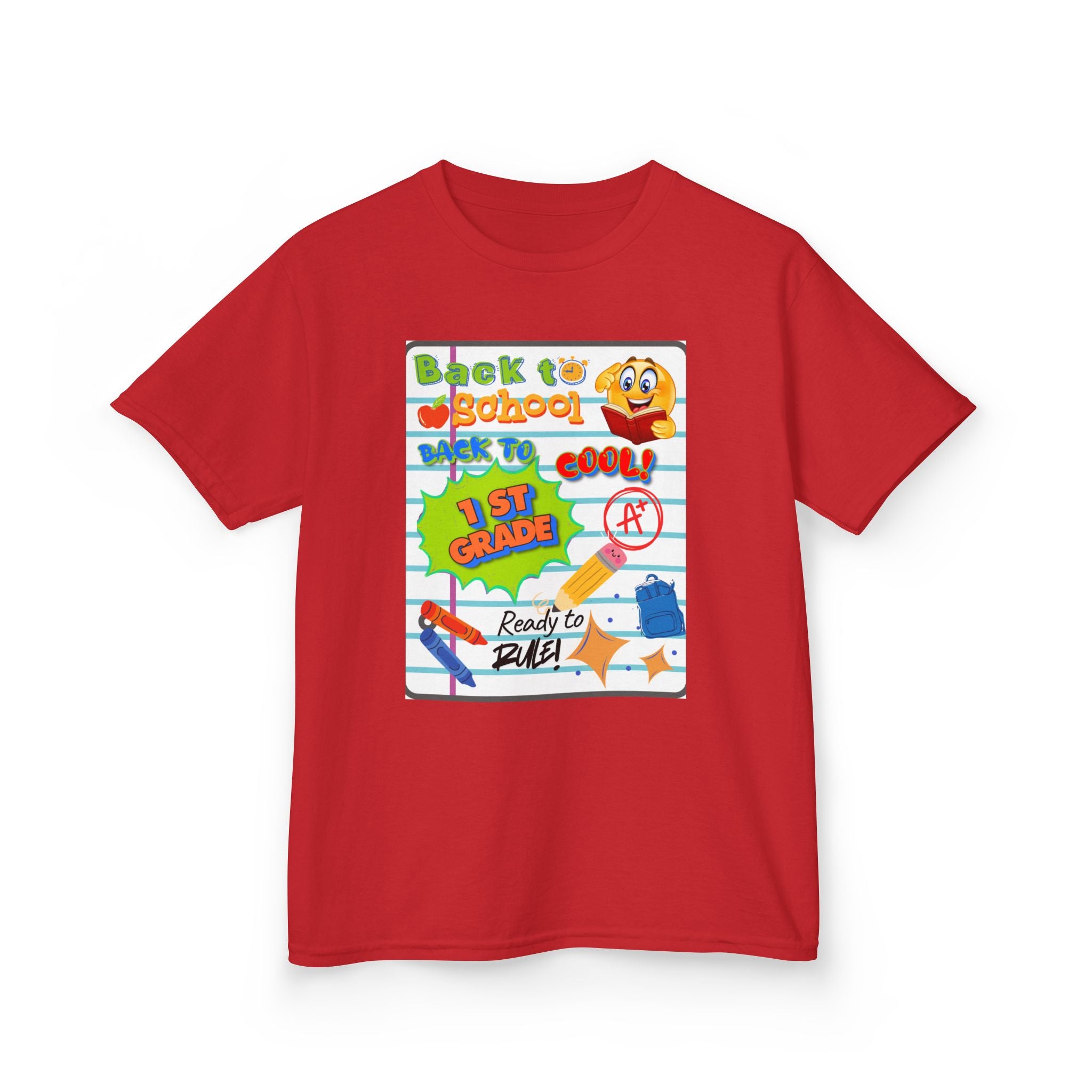 1st Grade Back to School Kids T‑Shirt - "Back to School" Lined Paper Design