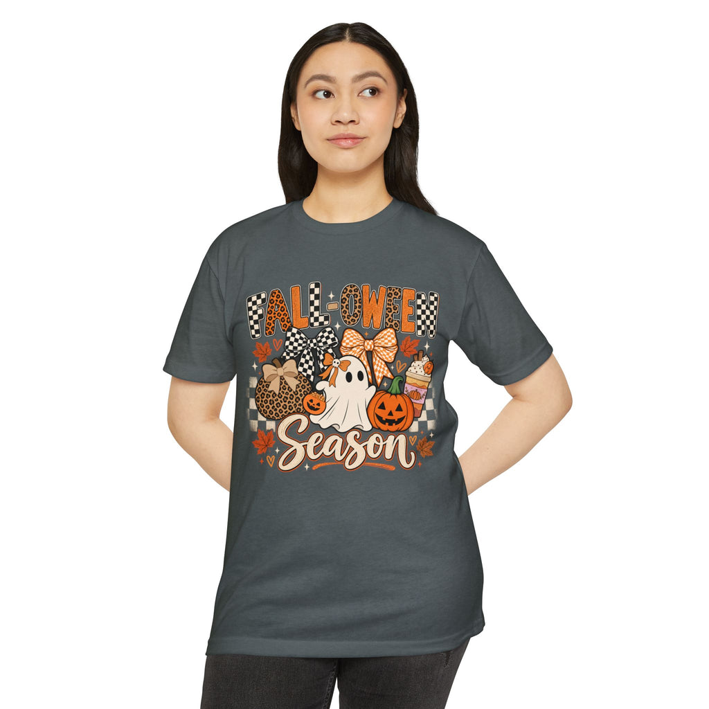 Falloween Season T-Shirt — Cute Ghost & Pumpkins Trick-or-Treat Tee