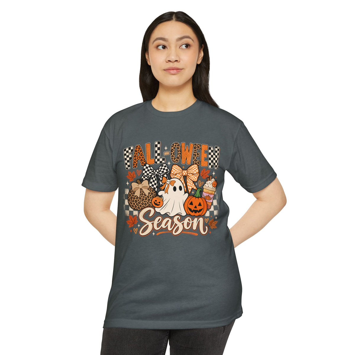 Falloween Season T-Shirt — Cute Ghost & Pumpkins Trick-or-Treat Tee