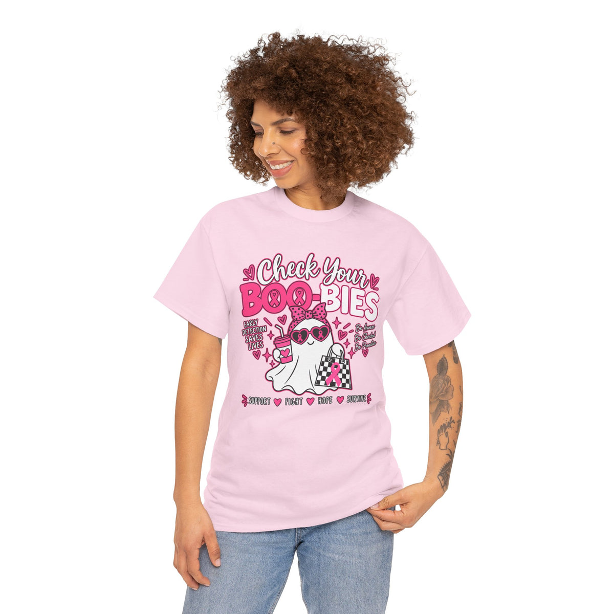 Check Your Boo-bies Tee — Breast Cancer Awareness Ghost Graphic T-Shirt