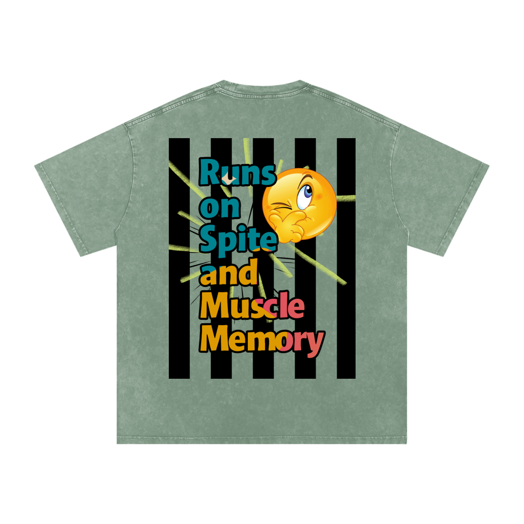 Runs on Spite -Snow Washed Oversized Cotton T-Shirt