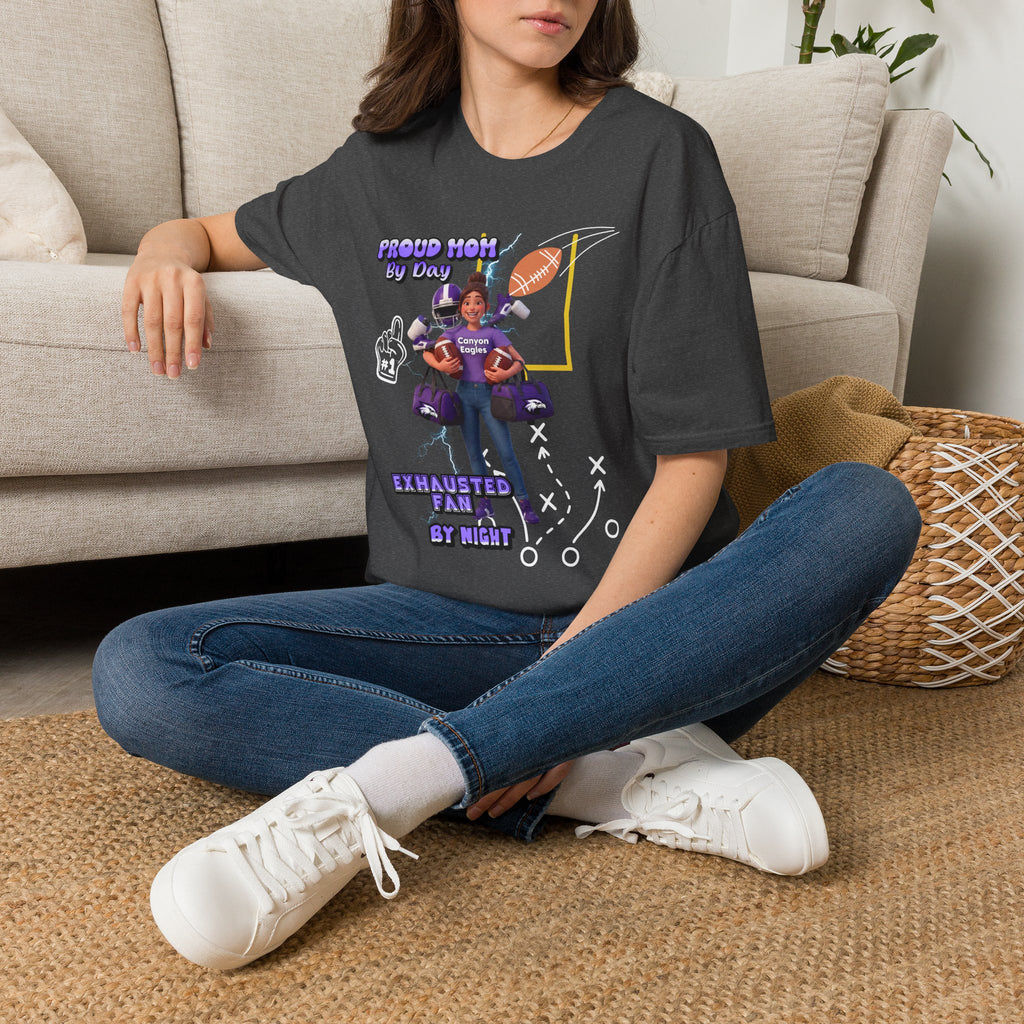 Proud Mom Football T-Shirt — “Proud Mom By Day / Exhausted Fan By Night”