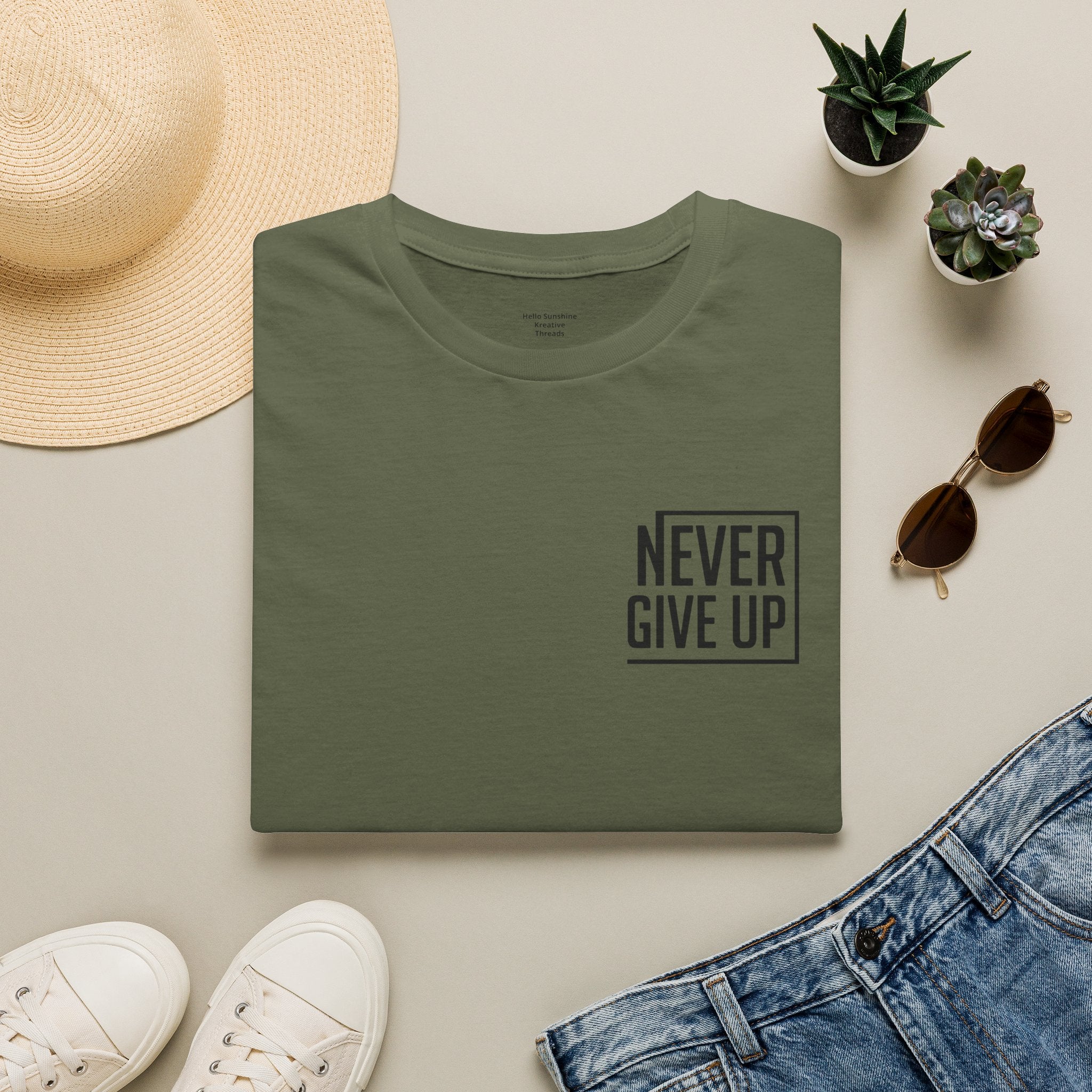 Never Give Up T-Shirt — Minimal Motivational Tee