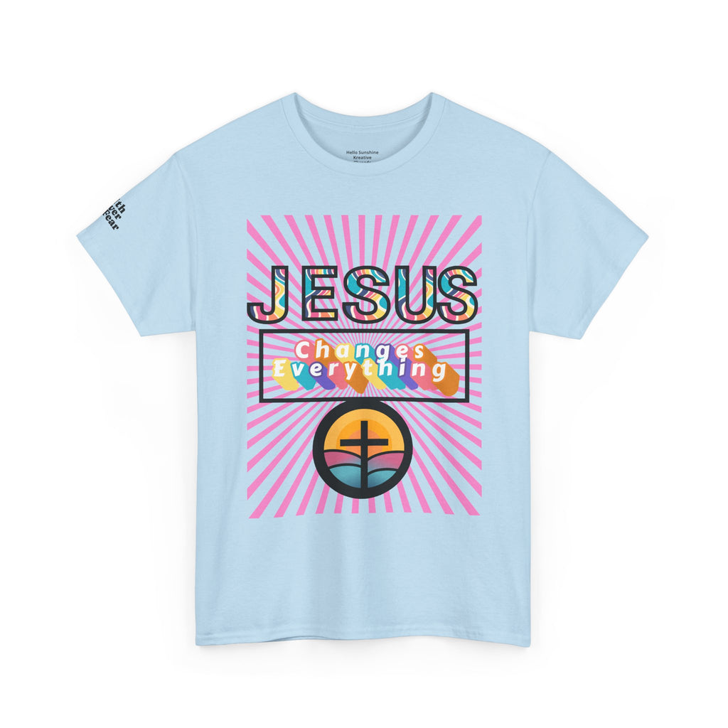 Jesus Changes Everything T-Shirt — Retro Rainbow Christian Faith Tee