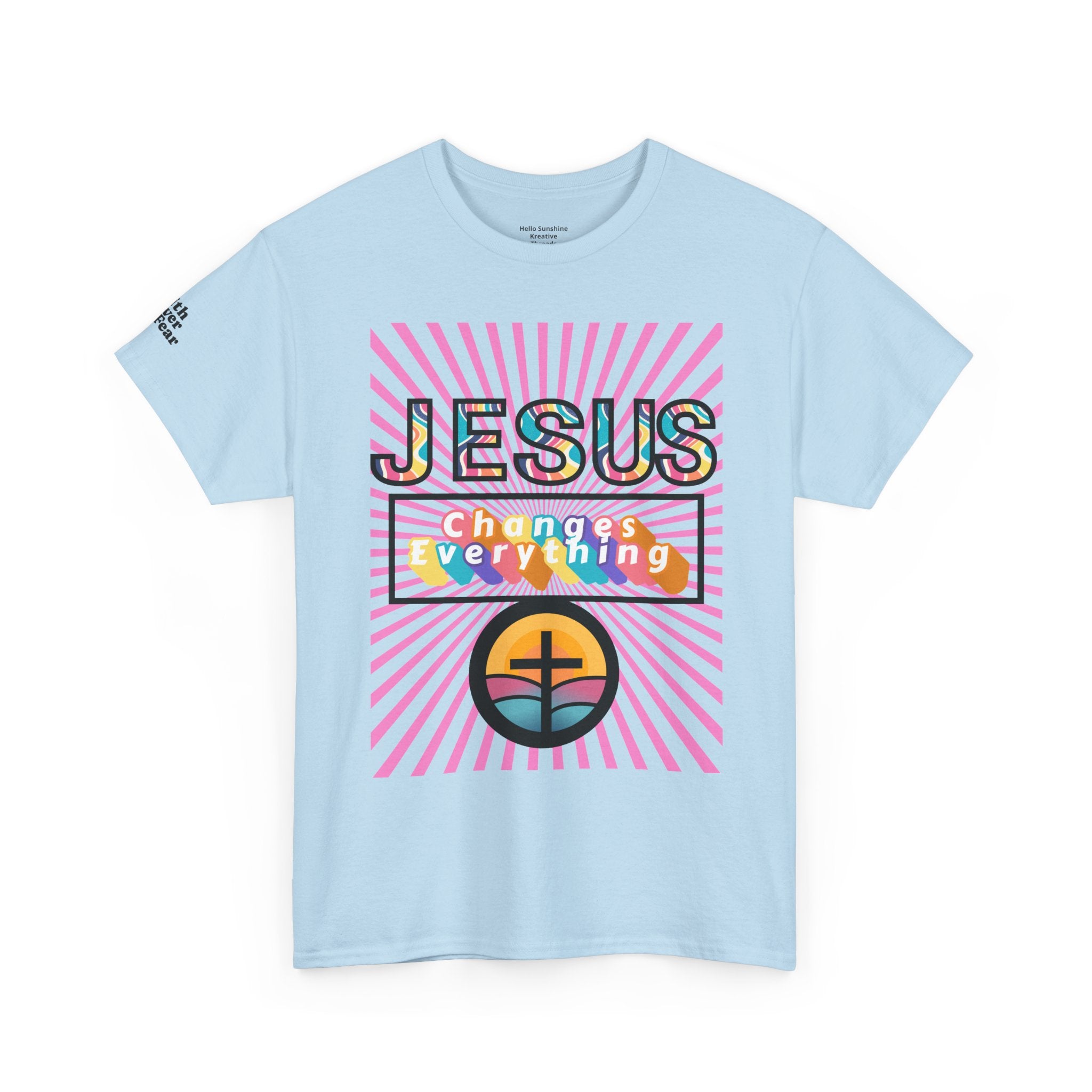 Jesus Changes Everything T-Shirt — Retro Rainbow Christian Faith Tee