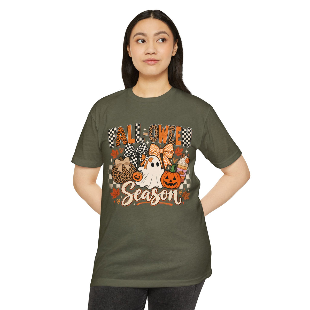 Falloween Season T-Shirt — Cute Ghost & Pumpkins Trick-or-Treat Tee