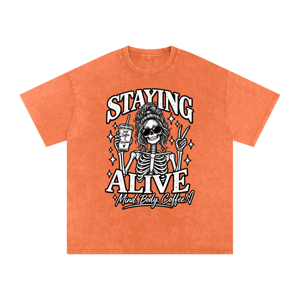"Staying Alive"   Snow Washed Oversized Cotton T-Shirt