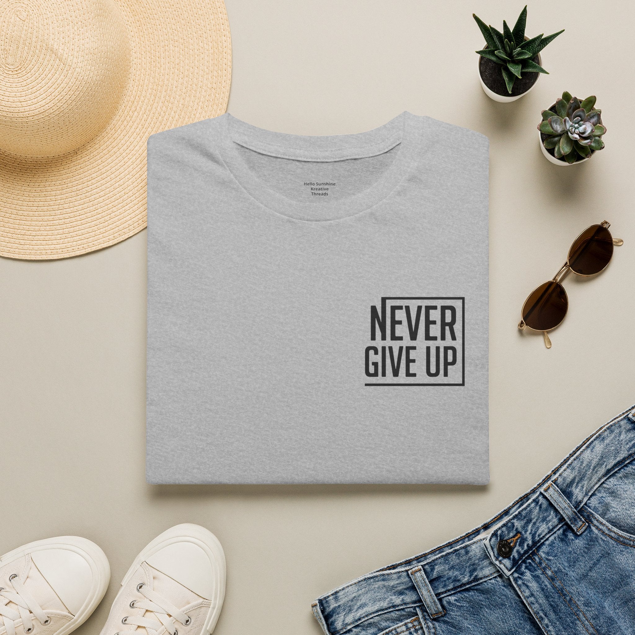 Never Give Up T-Shirt — Minimal Motivational Tee