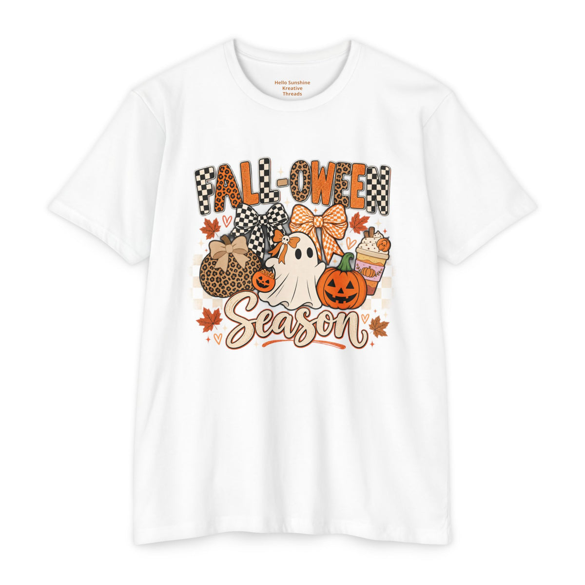 Falloween Season T-Shirt — Cute Ghost & Pumpkins Trick-or-Treat Tee