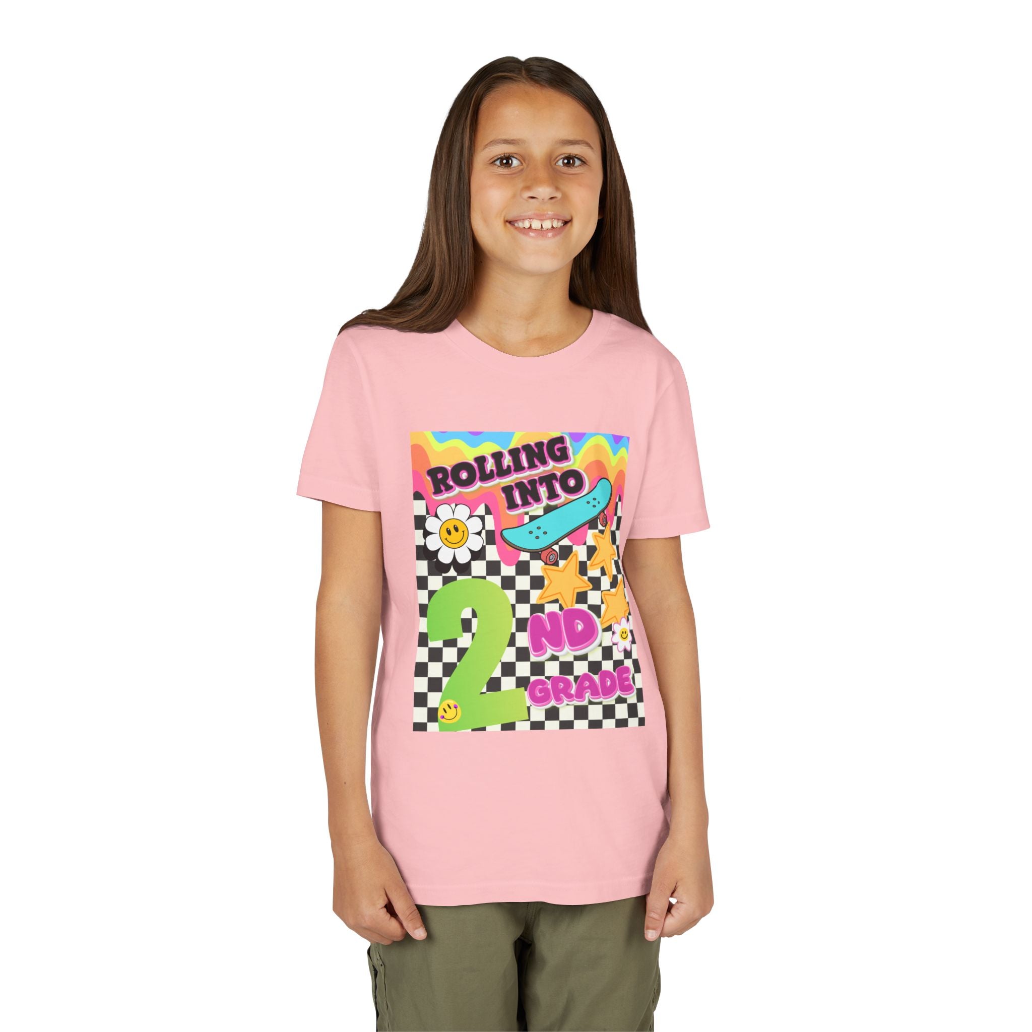 Youth Tee — "Rolling Into 2nd Grade" Back-to-School Skateboard Shirt