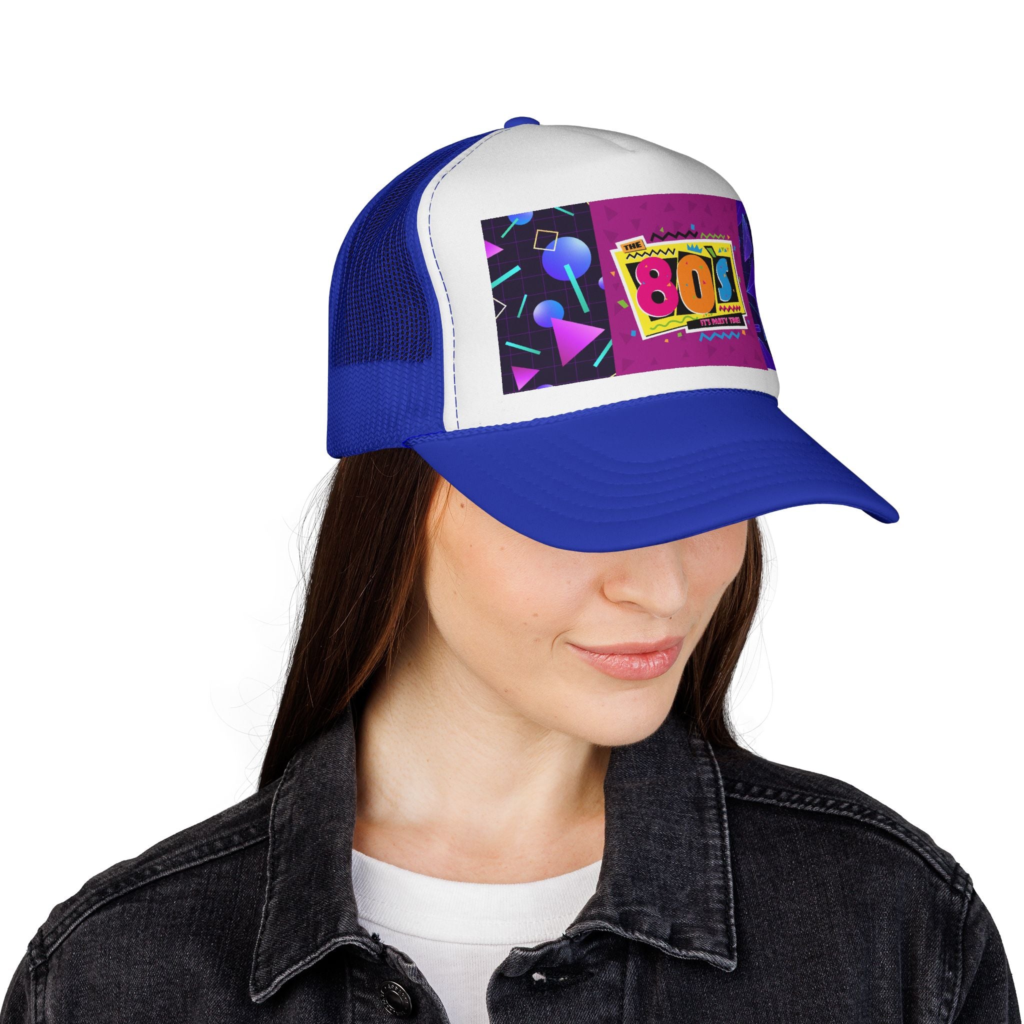 80s Retro Trucker Cap — Neon Memphis Design