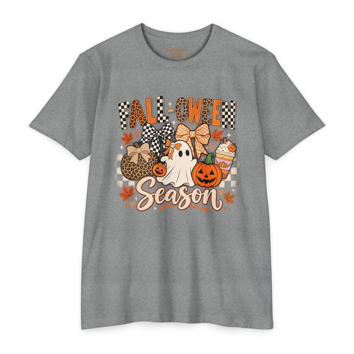 Falloween Season T-Shirt — Cute Ghost & Pumpkins Trick-or-Treat Tee