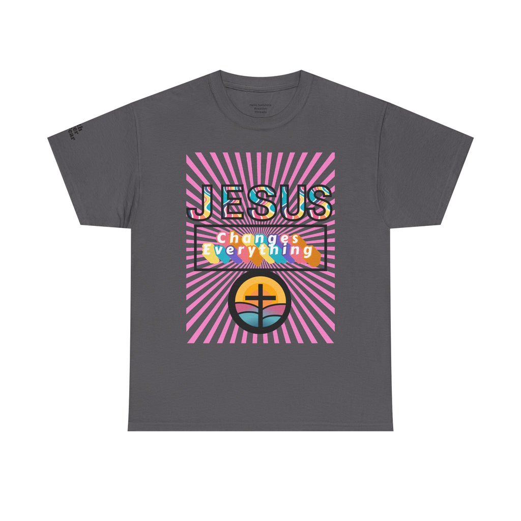 Jesus Changes Everything T-Shirt — Retro Rainbow Christian Faith Tee