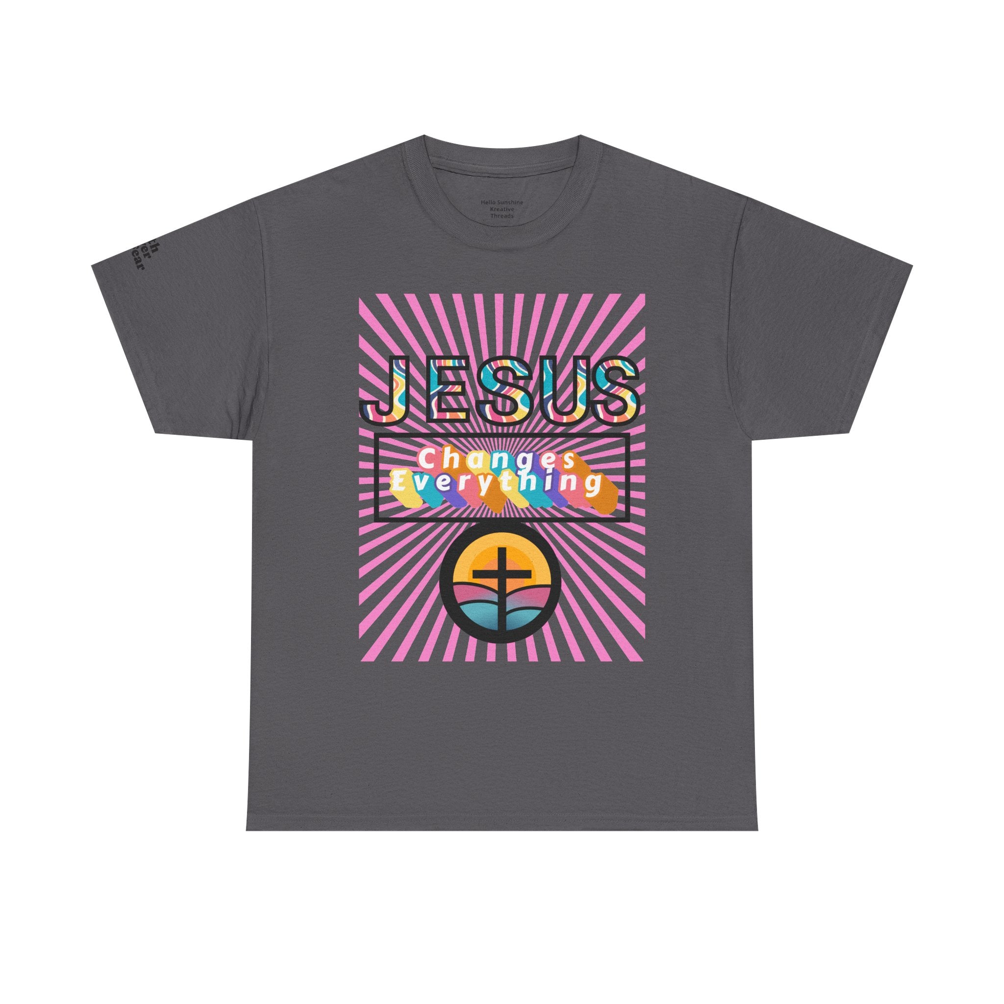 Jesus Changes Everything T-Shirt — Retro Rainbow Christian Faith Tee