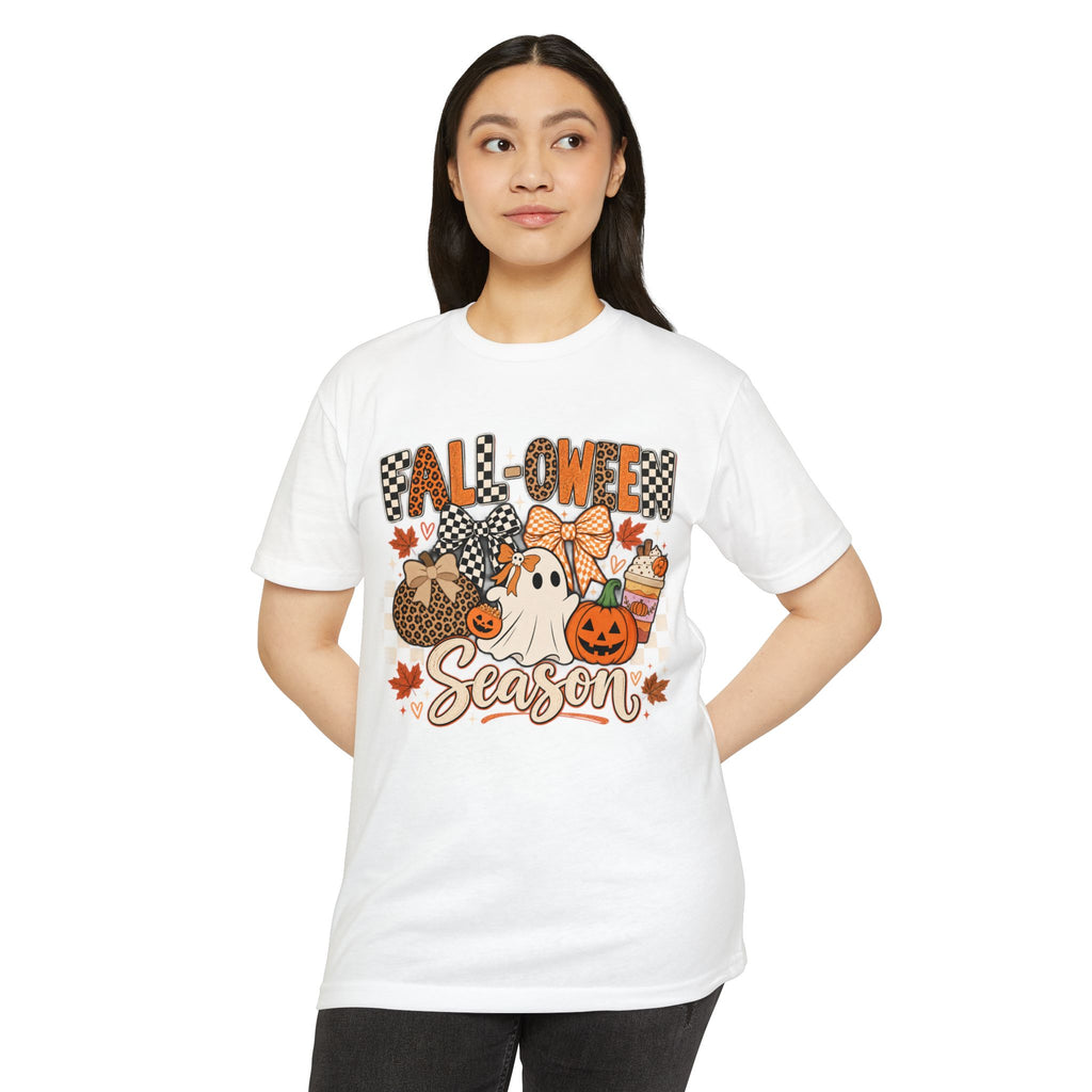 Falloween Season T-Shirt — Cute Ghost & Pumpkins Trick-or-Treat Tee
