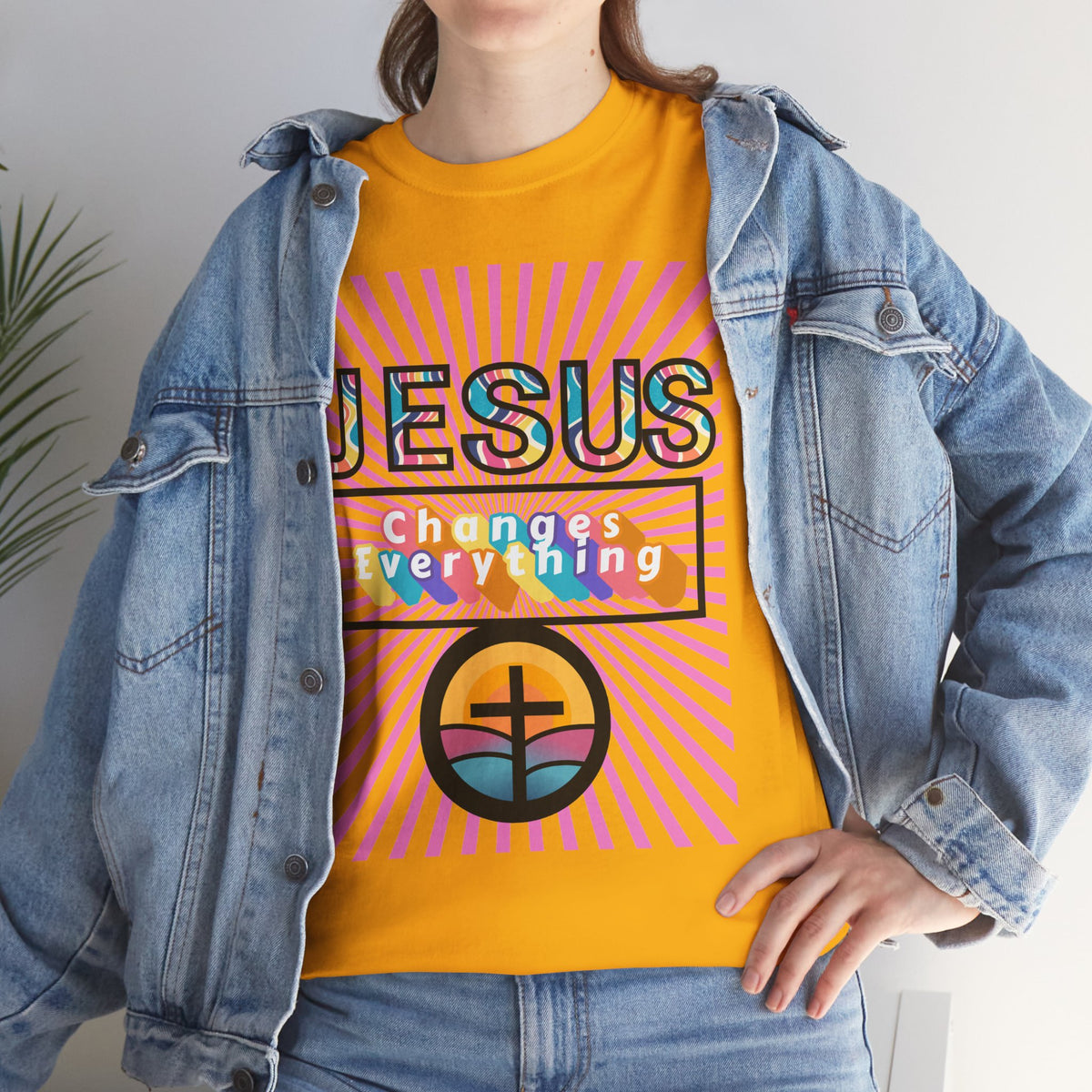 Jesus Changes Everything T-Shirt — Retro Rainbow Christian Faith Tee