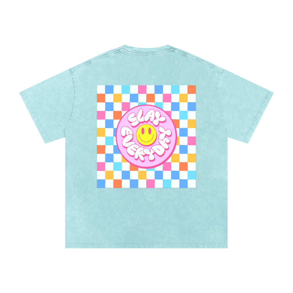Snow Washed Oversized Cotton Slay All Day T-Shirt