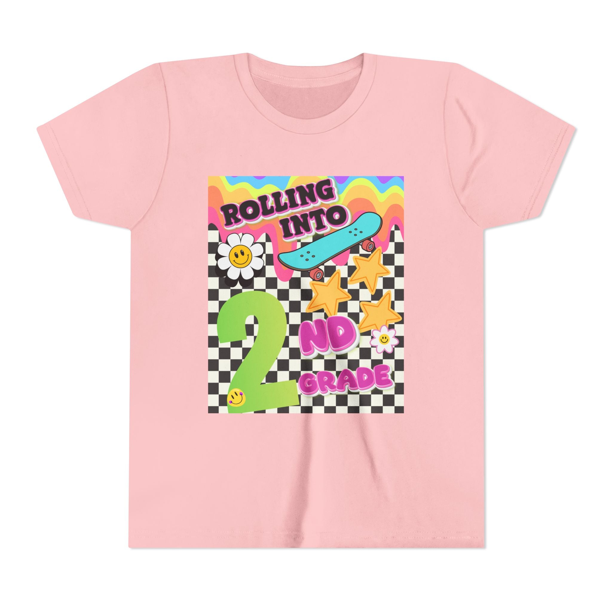 Youth Tee — "Rolling Into 2nd Grade" Back-to-School Skateboard Shirt